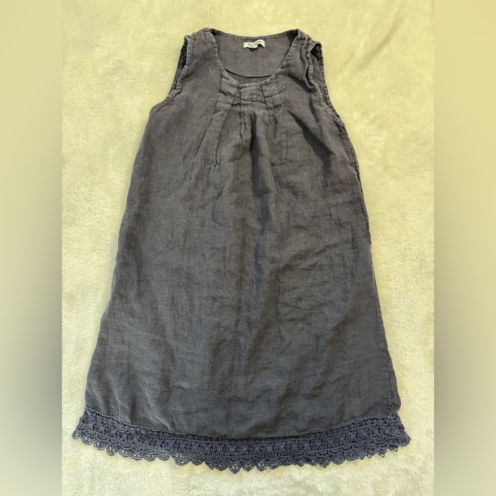 Rosemarine 100% Linen Blue/Gray Dress. Size Small Made in Italy